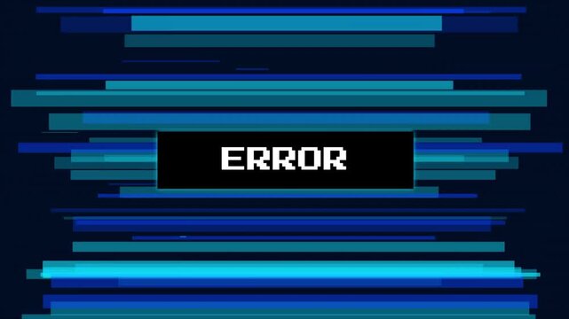 Digital Error Message on Glitchy Blue Pixelated Background, System Failure, Cyber Glitch Art, Retro Computer Screen, Data Corruption, Motion Graphic Loop 4k video