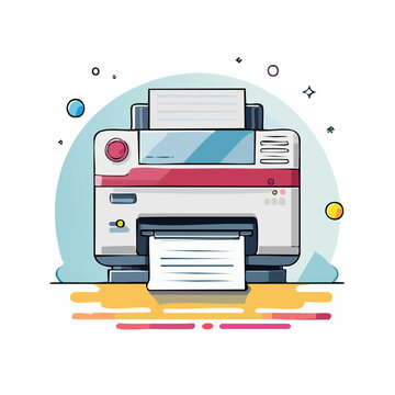 Illustration of a modern printer with paper