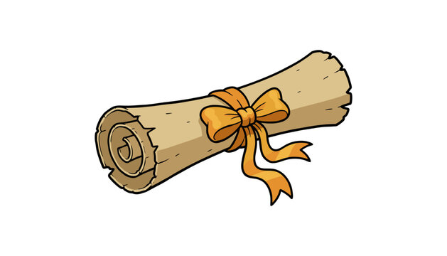 Rolled parchment with orange ribbon tie