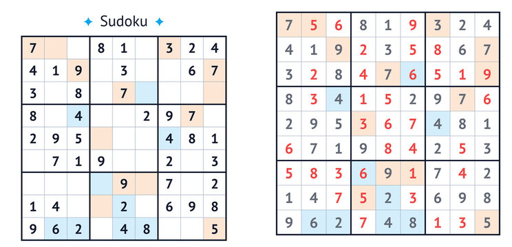 Sudoku puzzle grid with even and odd numbers highlighted  