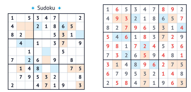 Sudoku puzzle grid with numbers and hints in a clean design  