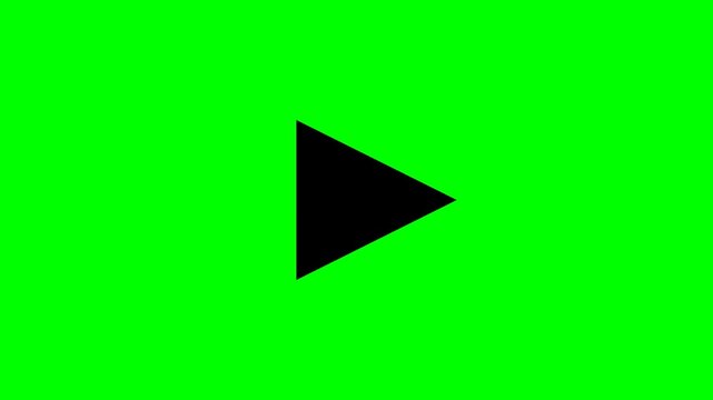 A green screen overlay displays a black play button icon for video playback.