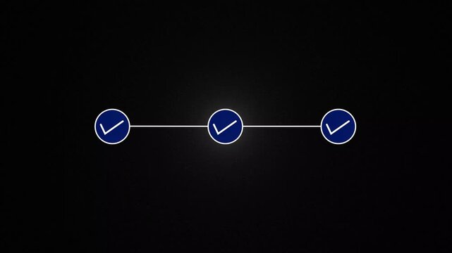 Minimalist progress bar with animated checkmarks for task completion and workflow ui