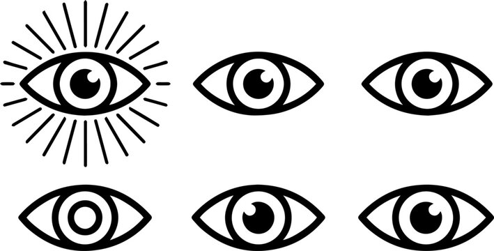  Eye icon set. Eyesight symbol. Retina scan eye icons