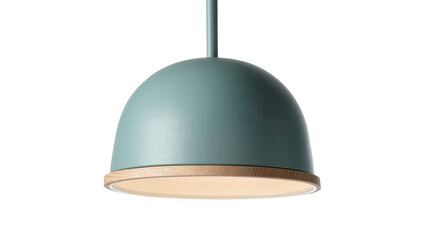 Teal dome pendant light with wooden trim, isolated on transparent background © Nolan