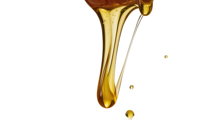 Thick golden honey dripping in viscous strands, isolated on transparent background © Nolan