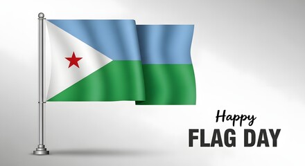 Naklejka premium Flag waving in celebration of national Flag Day with festive greeting banner