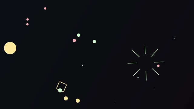 Modern abstract geometric shapes with pastel colors animating on dark background dynamic subtle motion