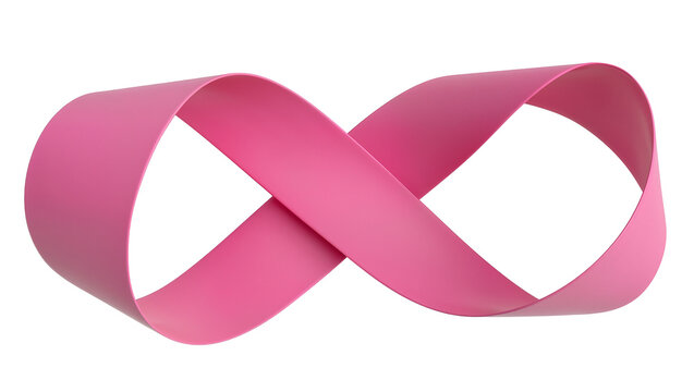 Pink mobius strip loop symbol of infinity, isolated on transparent background