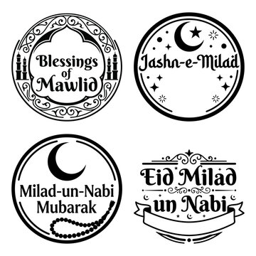 Milad un Nabi Mubarak circular crescent set