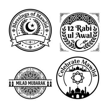 Milad Mubarak Rabi ul Awal celebration label set