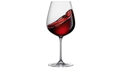 Fototapete Wein Red wine splashing inside a clear glass, isolated on transparent background  © Nolan