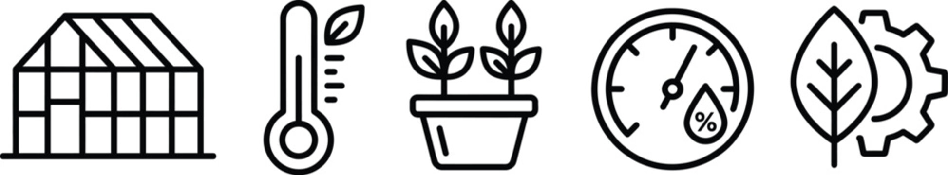 Greenhouse farming illustration with temperature control and plant growth