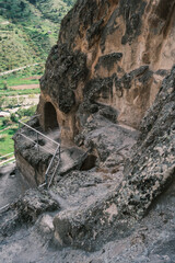 Vardzia famous travel destination cave monastery site in southern Georgia, excavated from the slopes of the Erusheti Mountain on the left bank of the Kura River, © Michele