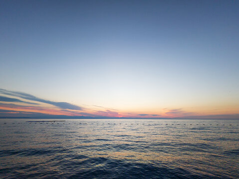 Mediterranean sunset view over Kemer sea horizon