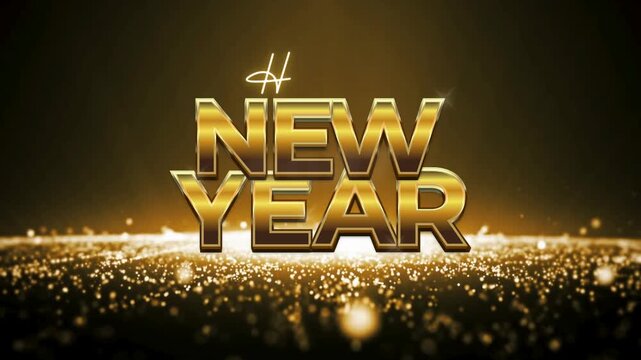 Happy New Year 2027 Celebration Animation with Sparkling Golden Fireworks and Festive Glow