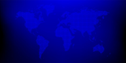 Fototapeta premium Purple glowing dotted world map concept. Abstract neon dot globe worldmap for poster, banner, brochure, booklet, presentation. Halftone continent infographics wallpaper. Vector illustration