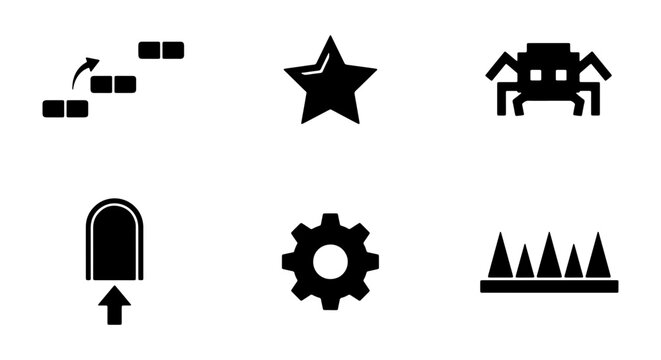 Retro Video Game Icons: Pixel Art, 8-Bit Graphics, Classic Arcade Elements, Game Design Assets