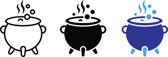 Halloween wizard potion magic pot flat vector icons illustration graphic bundle © AYESHA
