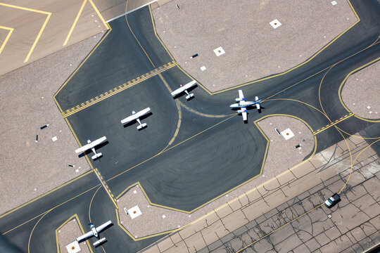 Multiple planes waiting for departure