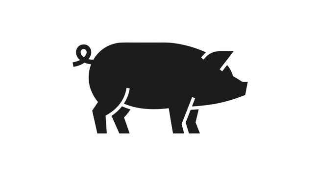 A minimalist black silhouette icon of a pig on a white background.