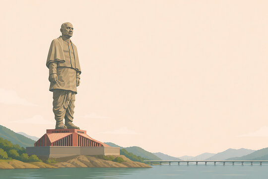 Statue of Unity India vector illustration  monumental landmark