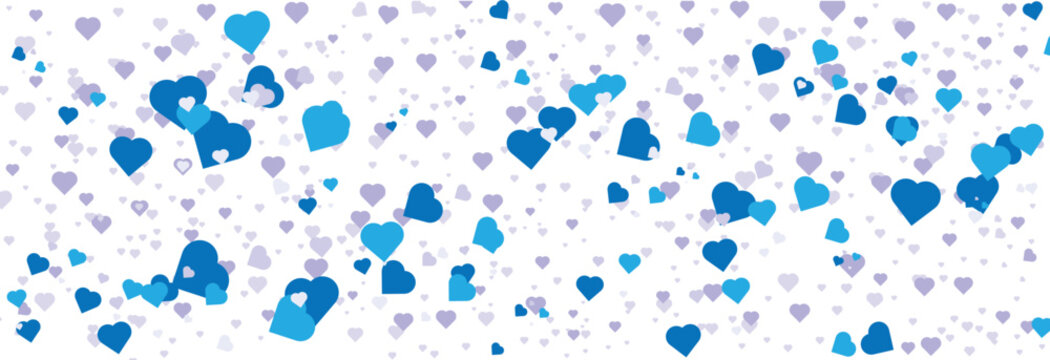 Blue heart shaped confetti isolated on transparent background