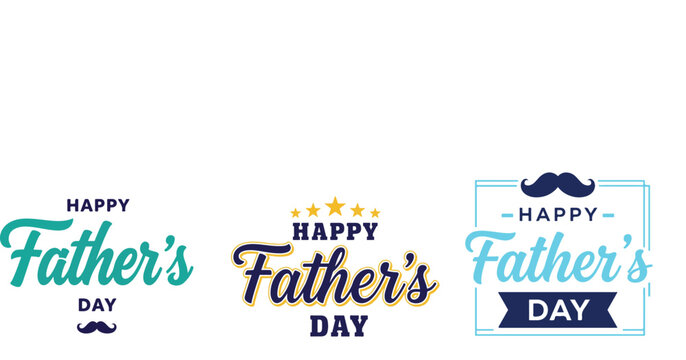 Happy father's day typography designs with mustache graphics