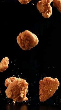 The nuggets fall on the table. Filmed is slow motion 1000 fps. High quality FullHD footage