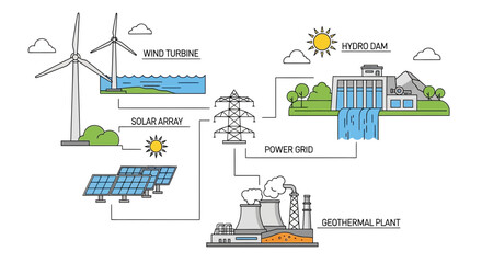 Naklejka premium Renewable Energy Power Generation Systems.