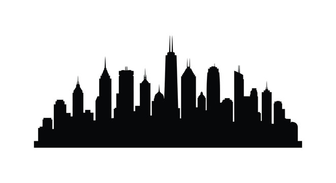 WebThis is a black silhouette of a city skyline a vector illustration set against a white background. It depicts numerous