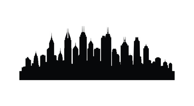 WebThis is a black silhouette of a city skyline a vector illustration set against a white background. It depicts numerous