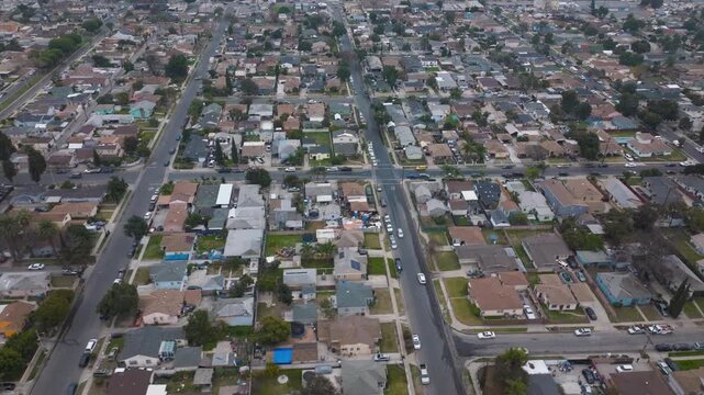 Residential Homes Compton Los Angeles California Drone Aerial Footage