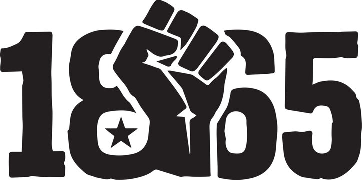 1865 fist and star graphic with civil rights black history juneteenth