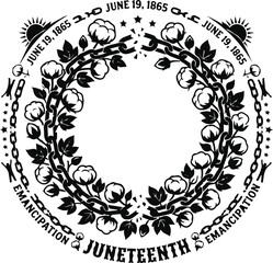 Obraz premium Juneteenth wreath with cotton bolls and chains african american black history
