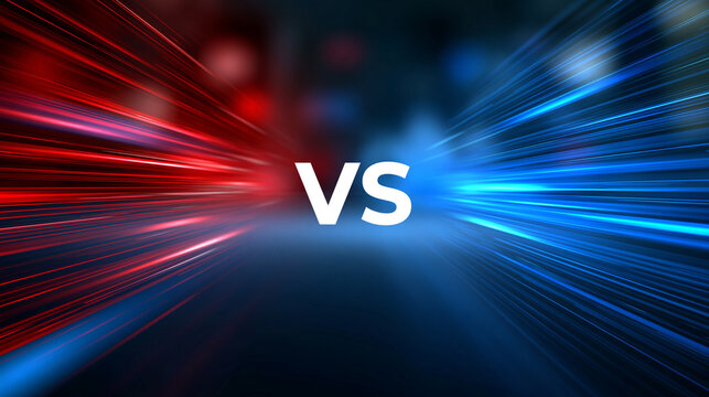 Versus screen comparison design with red and blue futuristic gradient for soccer football sports tournament, competition matchup concept, lower third broadcast graphic, with copy