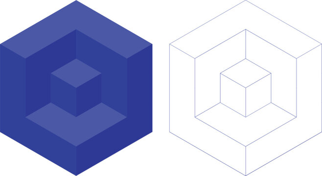 Nested Cube Geometry Contrast