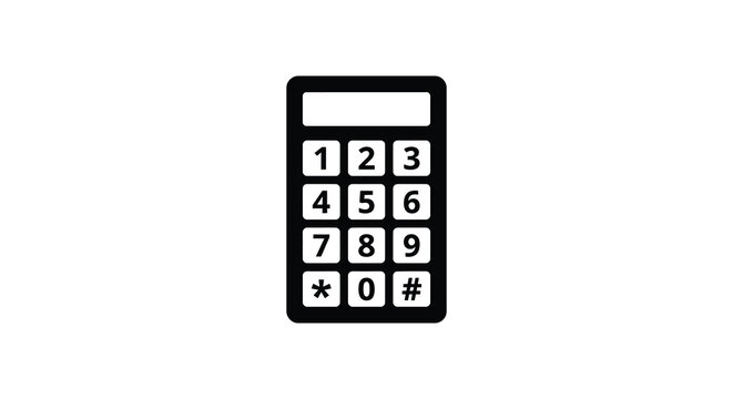 Black calculator icon on a white background