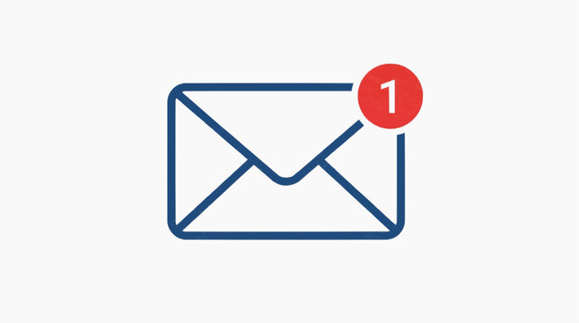 An envelope icon with a notification badge indicating one new message, representing an email or communication