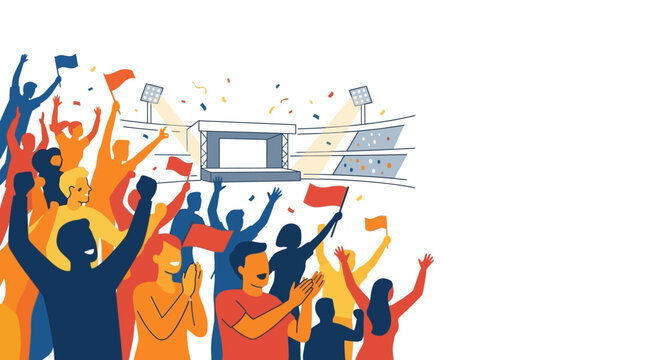 Excited Crowd Celebrating at Sports Stadium Concert Event