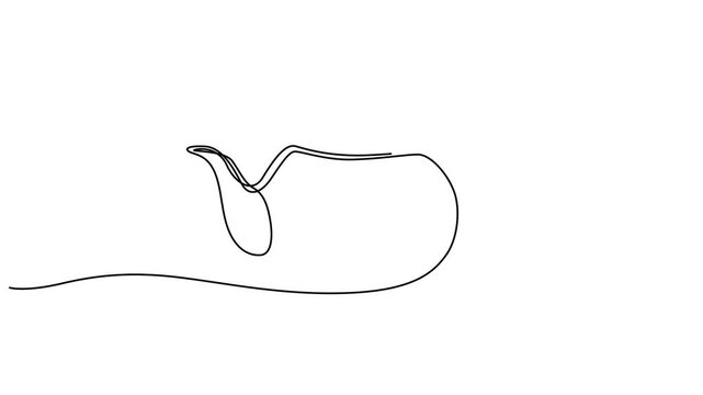 Continuous line drawing teapot, minimalist one line art tea pot, simple black line illustration, tea kettle 4k video