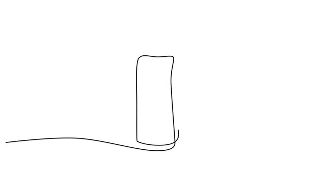 Continuous line drawing, minimalist bottle illustration, simple icon, black and white 4k video
