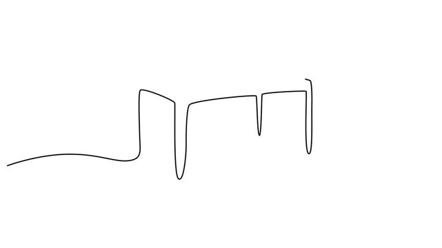 Continuous line drawing Minimalist table, simple line drawing, furniture icon, vector illustration 4k video