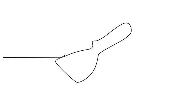 Continuous line drawing Spatula, kitchen utensil, cooking tool, line art icon 4k video