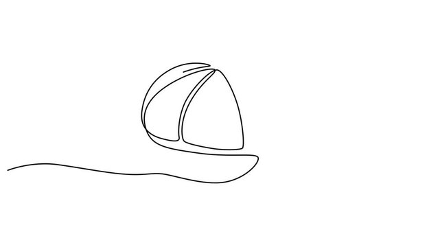 Continuous line drawing baseball cap, minimalist vector illustration, simple outline art, fashion accessory icon 4k video