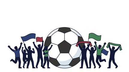 Soccer Fans Celebrating Victory with Large Ball Illustration © Romadlon
