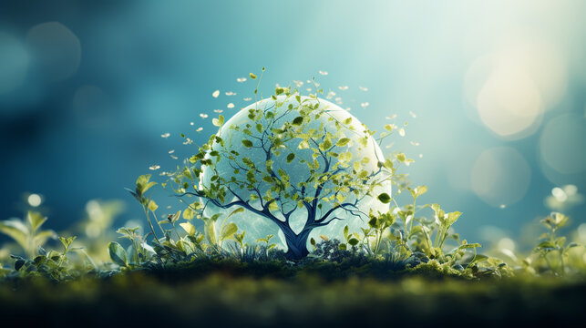 Watercolor green abstract background earth day.