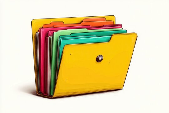 Colorful file folder with documents and tabs on white background