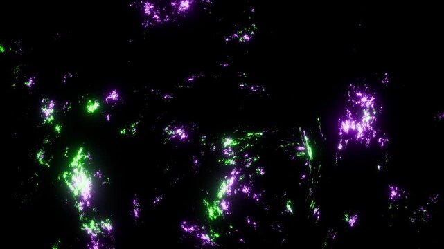 Dark glowing sci-fi purple and green tunnel animation background 4k vj loop wallpaper 