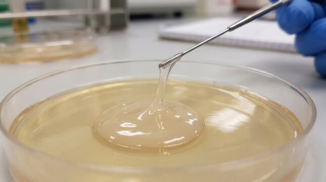 Pneumonia Klebsiella Mucoid String Test Positive Clinical. Positive string test of mucoid Klebsiella pneumoniae colony showing viscous string pulled from colony on agar plate.